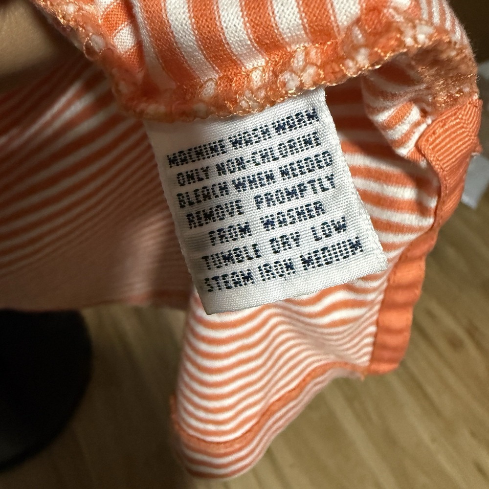 Polo Golf Ralph Lauren‎ Mens Large Orange White Striped Pima Cotton Polo Shirt - Picture 5 of 5